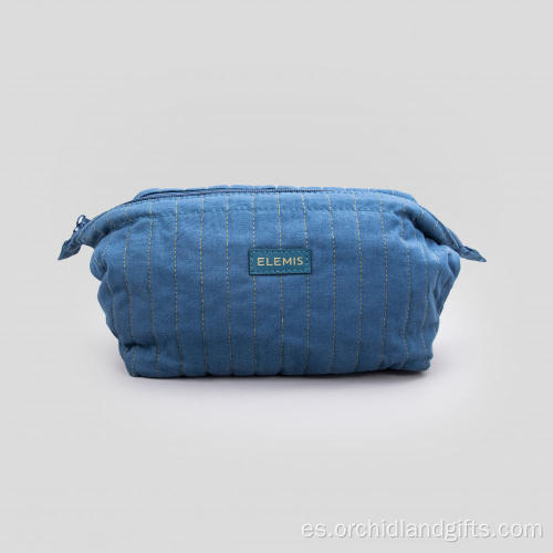 Bolsa cosmética de algodón azul